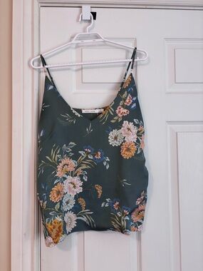 bishop + young Dark Green Floral Satin V-Neck Cami